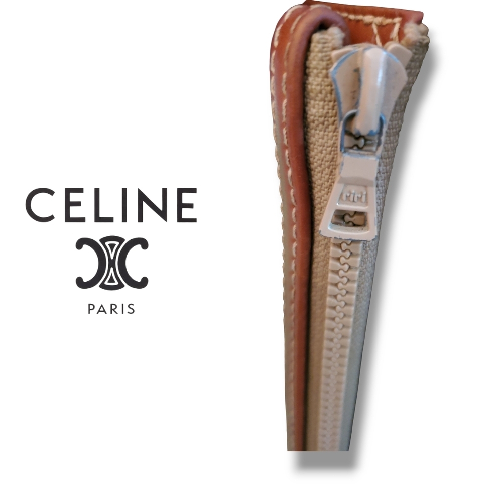 Vintage Celine Y2K Macadam Brown Monogram Clutch Leather Strap Pouch - Picture 15 of 15